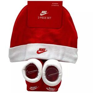 Nike Baby Boy's/Girl's Hat and Booties 2-Piece Set Size 0-6 Months Red/White
